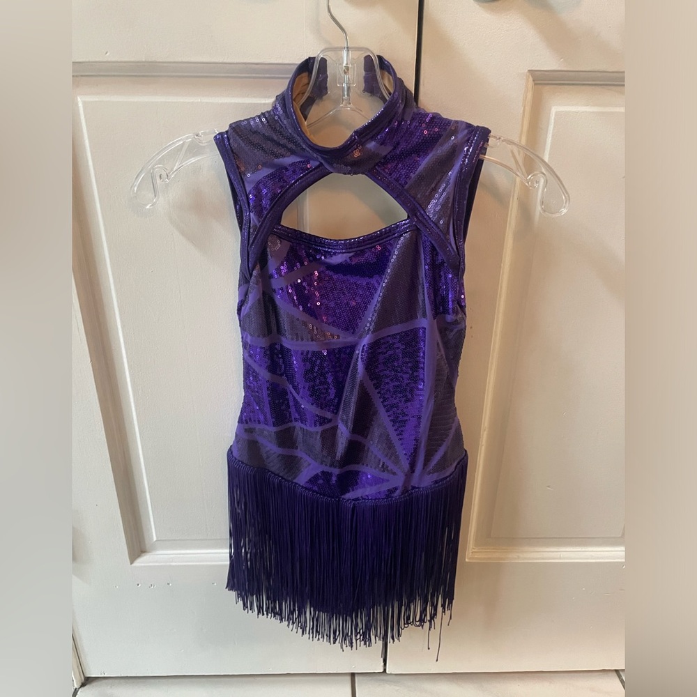 Purple Fringe Kids Jazz Dance Costume